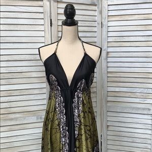 💯% Silk Handkerchief Halter Neck Backless Dress